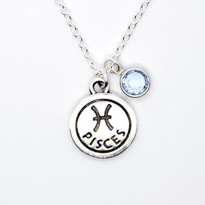 Handmade Pisces Charm Necklace with Swarovski